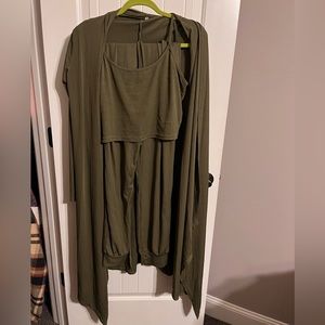 Three Piece Outfit • Crop Top • Jacket • Pants.